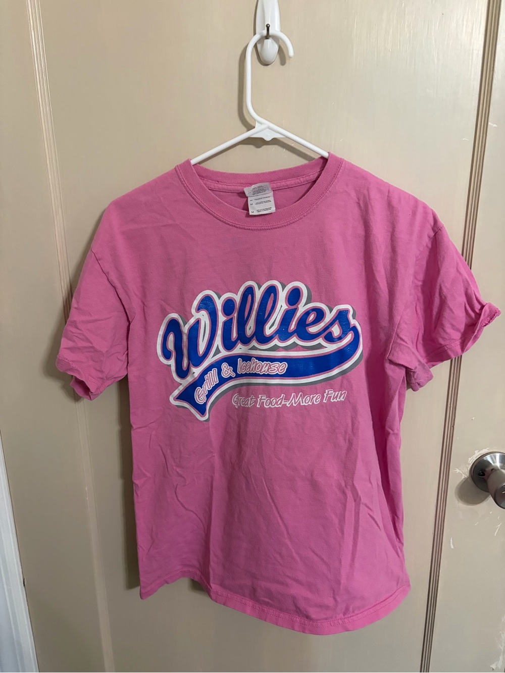 Gildan Pink 'Willies' Logo Short Sleeve Tee